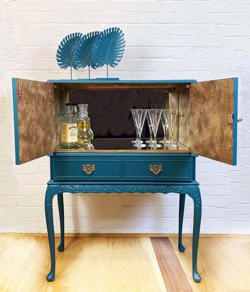 Teal on sale drinks cabinet