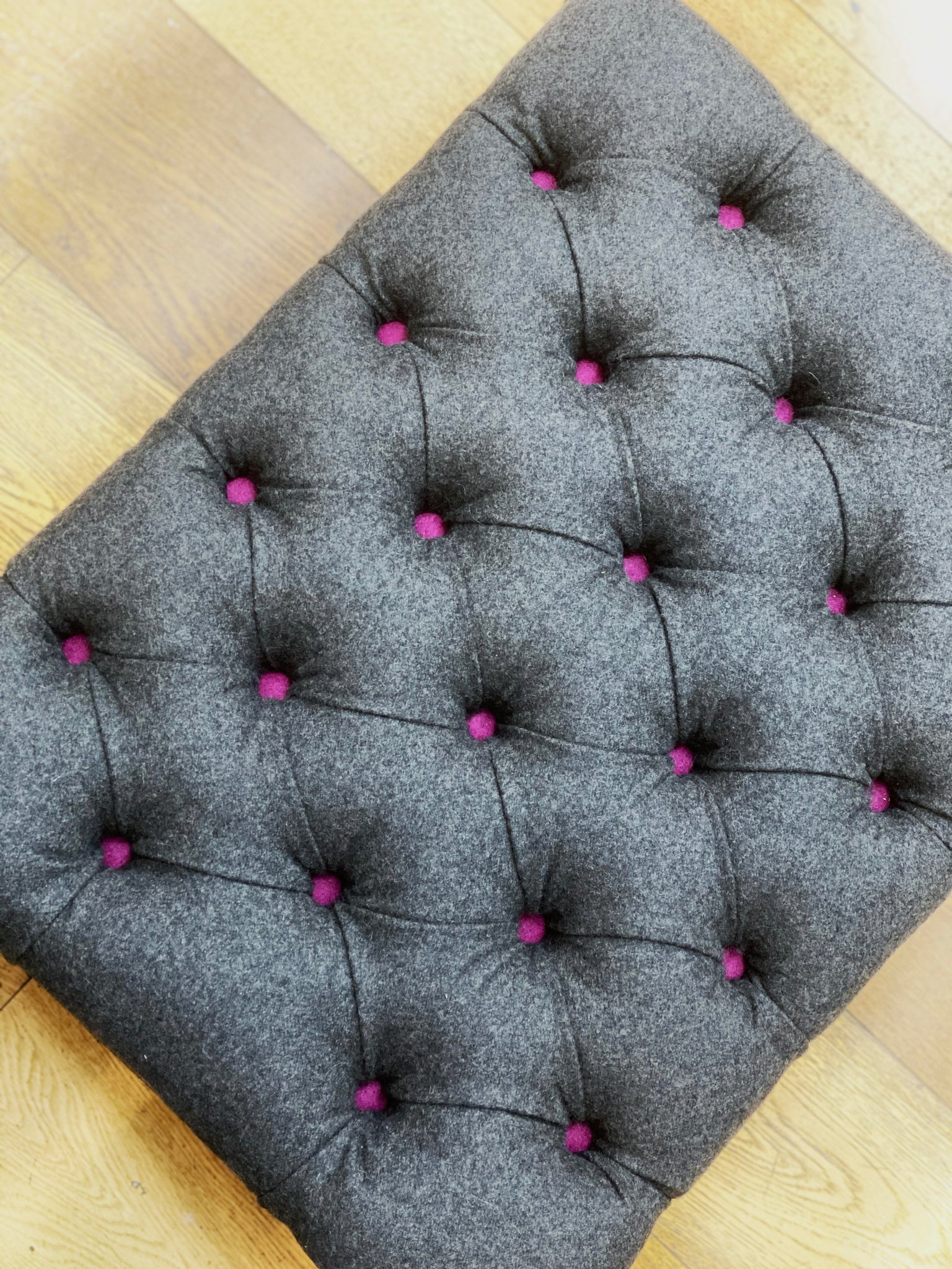 Pink and store grey footstool